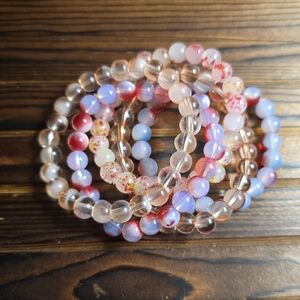 Bohemian Style Handmade Stretch Bead Bracelets Colorful Burst Pattern set of 5!